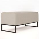 Puff Decorativo Para Sala de Estar Cléo W01 Base de Ferro 90 cm Linho Cru - Lyam Decor
