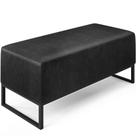 Puff Decorativo Para Sala de Estar Cléo W01 Base de Ferro 90 cm material sintético Preto Brilho - Lyam Decor