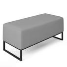 Puff Decorativo Para Sala de Estar Cléo W01 Base de Ferro 90 cm Suede Cinza - Lyam Decor