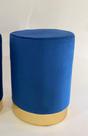 Puff decorativo para sala de estar quarto escritório com detalhes no rodapé - Azul Bic Suede