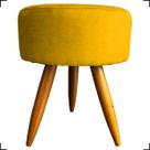 Puff Decorativo Para Sala Quarto Penteadeira Closet Assento Extra Confortável Redondo Tecido Suede Pés Palito