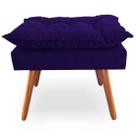 Puff Decorativo Quadrado Opala Pés Palito Tecido Suede Azul Marinho Kimi Decor