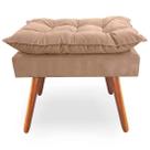 Puff Decorativo Quadrado Opala Pés Palito Tecido Suede Bege Kimi Design