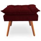 Puff Decorativo Quadrado Opala Pés Palito Tecido Suede Marsala Kimi Design