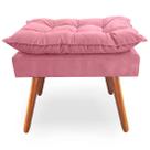 Puff Decorativo Quadrado Opala Pés Palito Tecido Suede Rose Kimi Decor