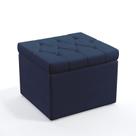 Puff Decorativo Quasar com Capitonê para Sala de Estar Sued Azul Marinho Aradecor