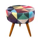 Puff Decorativo Redondo 40 Cm Dóris Pé Palito Suede Puff Decorativo Redondo 40 Cm Dóris Pé Palito Suede