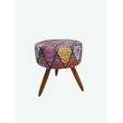 Puff Decorativo Redondo Banqueta com Pés de Madeira Palito Tecido Suede Mandala Vermelho - Maitê Moda Casa