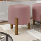 Puff Decorativo Redondo Banqueta Sala Quarto Escritório Pés Madeira Zuppy - Rose Suede