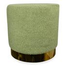 Puff Decorativo Redondo Base Dourada Lara Bouclê Verde 40 cm M02 - D'Rossi