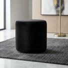 Puff Decorativo Redondo Em Veludo Sala Quarto Decoração Luxo Cor:Preto Veludo