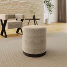 Puff Decorativo Redondo Estilo Industrial Orlando Linho Bege