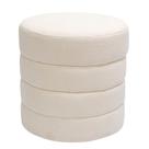 Puff Decorativo Redondo Mid Bouclé Off White - Nexta Casa