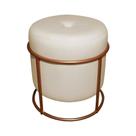 Puff Decorativo Redondo Para Sala Argola Serena Bege Base Pés bronze Puff Decorativo Redondo Para Sala Argola Serena Bege Base Pés bronze