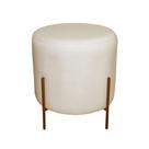 Puff Decorativo Redondo Para Sala Pés De Ferro Isa Bege Base Pés:bronzetecido:linho