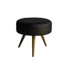 Puff Decorativo Redondo Pés Palito Preto - Zahav Estofados