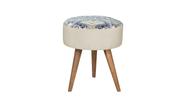 Puff Decorativo Redondo Safira - Tecido Creme