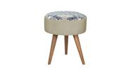 Puff Decorativo Redondo Safira - Tecido Linho Francês Puff Decorativo Redondo Safira - Tecido Linho Francês