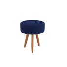 Puff Decorativo Redondo Sofisticado Sala De Estar Moderno Azul Marinho