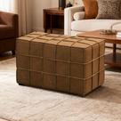 Puff Decorativo Retangular Para Sala Living 70cm Sirah L06 Couro Camel - Lyam Decor
