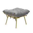 Puff Decorativo Sala de Estar Abel Pés Dourado Linho Cinza Claro G41 - Gran Belo