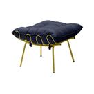 Puff Decorativo Sala de Estar Abel Pés Dourado Veludo Azul G41 - Gran Belo