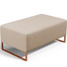 Puff Decorativo Sala De Estar Cléo 90cm Base De Ferro Cobre W01 Linho Bege Escuro- Lyam Decor