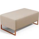 Puff Decorativo Sala De Estar Cléo 90cm Base De Ferro Cobre W01 Linho Bege Escuro- Lyam Decor