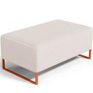 Puff Decorativo Sala De Estar Cléo 90cm Base De Ferro Cobre W01 Linho Cru - Lyam Decor
