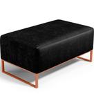Puff Decorativo Sala De Estar Cléo 90cm Base De Ferro Cobre W01 material sintético Preto - Lyam Decor