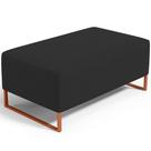 Puff Decorativo Sala De Estar Cléo 90cm Base De Ferro Cobre W01 Suede Preto - Lyam Decor