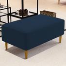 Puff Decorativo Sala de Estar Cléo Pés Palito 90 cm Suede Azul Marinho - Lyam Decor