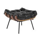 Puff Decorativo Sala de Estar Costela Couro Preto G34 - Gran Belo