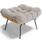 Puff Decorativo Sala de Estar Costela L02 Bouclê Creme - Lyam Decor