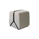 Puff Decorativo Slim Base Preto Fosco e Linho