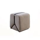 Puff Decorativo Slim Base Preto Fosco e Linho