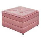 Puff Dobrável Alto Padrão Vira Cama De Solteiro Multifuncional Com Bau e Rodinha Estofado Rosa Puff Dobrável Alto Padrão Vira Cama De Solteiro Multifuncional Com Bau e Rodinha Estofado Rosa