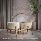 Puff Dual Palha 07 Carvalho Tampo Mdf Premium Sofisticado