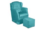 Puff E Poltrona Amamentação Balanço Quarto Baby Suede Azul Turquesa - INCASA DECOR