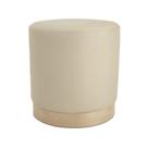 Puff em Madeira e PU Bege 40cm 18763 Mart