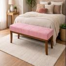 Puff em Veludo Rosa 140 Cm Requadro Imbuia Lucia