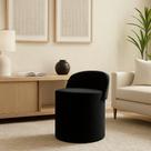 Puff Encosto Confortável Sala Estilo Moderno Redondo Suede Preto