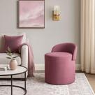 Puff Encosto Confortável Sala Estilo Moderno Redondo Suede Rose