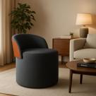 Puff Encosto material sintético Redondo Suede Sala Penteadeira Quarto Cor:Bege