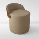 Puff Encosto material sintético Suede Redondo Confortável Sala Moderno Cor:Cinza