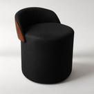 Puff Encosto material sintético Suede Redondo Confortável Sala Moderno Cor:preto