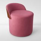 Puff Encosto material sintético Suede Redondo Confortável Sala Moderno Cor:rose