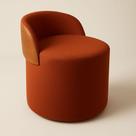 Puff Encosto material sintético Suede Redondo Confortável Sala Moderno Cor:terracota