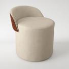 Puff Encosto material sintético Suede Redondo Confortável Sala Moderno Cor:Terracota