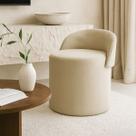 Puff Encosto Redondo Linho Escritório Sala Quarto Orgânico